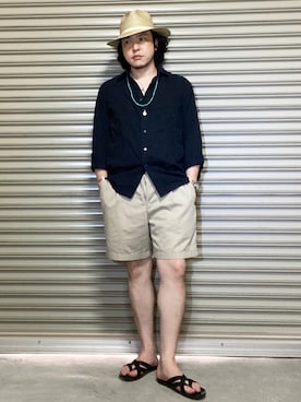 「刺繍」｜「アイテム（チノパンツ）」を使った、bdyoshiさん（メンズ・167cm）の夏コーディネート
