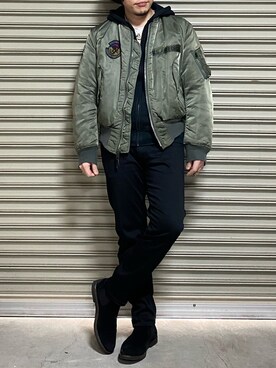 「アイテム（MA-1）」を使った、bdyoshiさん（メンズ・167cm・40代）の冬コーディネート