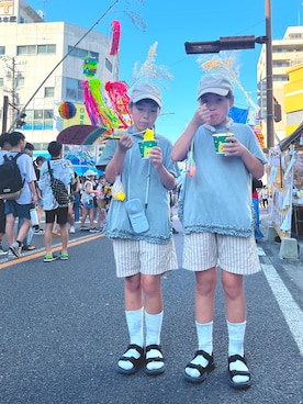 「アイテム（レッグウェア）」を使った、うい＊おとさん（キッズ・140cm）の夏コーディネート