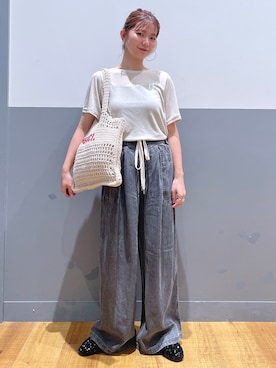 「Right-on（ライトオン）のＣＯＯＬＴＯＵＣＨデニムＰ（デニムパンツ、ブラック系）」を使った、iwarisa_right_onさん（レディース・155cm）の春コーディネート