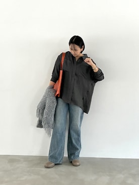 「アイテム（トートバッグ、オレンジ系）」を使った、STYELEDELIさん（レディース・156cm）の秋コーディネート