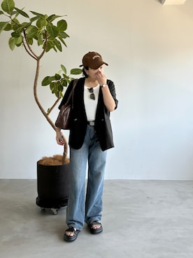 「STYLE DELI（スタイルデリ）のアイテム（テーラードジャケット）」を使った、STYELEDELIさん（レディース・157cm）の夏コーディネート