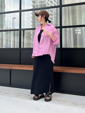 「ピンクシャツ」｜STYELEDELIさん（レディース・156cm）の春コーディネート