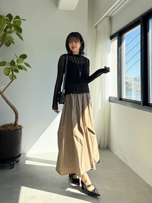 STYLE DELI スカート 「LUXE」ストレッチタフタ立体タックスカート