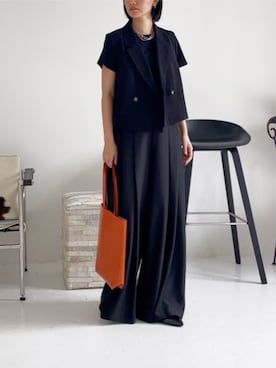 「アイテム（トートバッグ、オレンジ系）」を使った、STYELEDELIさん（レディース・160cm）の秋コーディネート