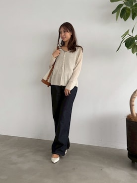 「アイテム（キャミソール、グリーン系）」を使った、STYELEDELIさん（レディース・164cm）の秋コーディネート