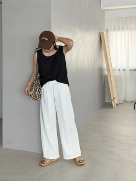「アイテム（タンクトップ）」を使った、STYELEDELIさん（レディース・157cm）の夏コーディネート