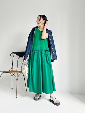 「デイリーカジュアル」｜「アイテム（ワンピース/ドレス）」を使った、STYELEDELIさん（レディース・157cm）の春コーディネート