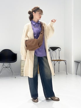 「アイテム（ボディバッグ/ウエストポーチ、ブラウン系）」を使った、STYELEDELIさん（レディース・163cm）の秋コーディネート