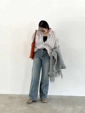 「アイテム（トートバッグ、オレンジ系）」を使った、STYELEDELIさん（レディース・156cm）の秋コーディネート