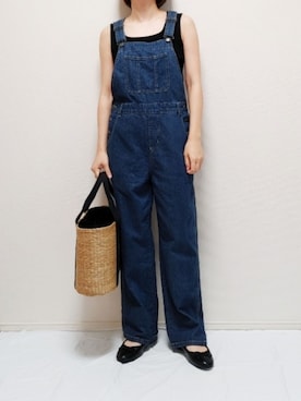 「ノースリーブニット」｜「アイテム（オールインワン・サロペット）」を使った、nonさん（レディース・159cm）の夏コーディネート