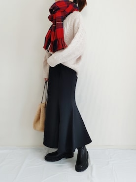 「ケーブルカーディガン」｜「アイテム（ブーツ）」を使った、nonさん（レディース・158cm）の冬コーディネート