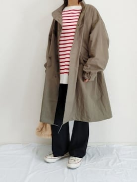 「黒パンツ」｜「アイテム（モッズコート）」を使った、nonさん（レディース・159cm）の冬コーディネート