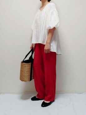 「袖ボリューム」｜「アイテム（バレエシューズ）」を使った、nonさん（レディース・159cm）の夏コーディネート