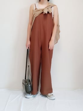 「ノースリーブニット」｜「アイテム（オールインワン・サロペット）」を使った、nonさん（レディース・159cm）の夏コーディネート