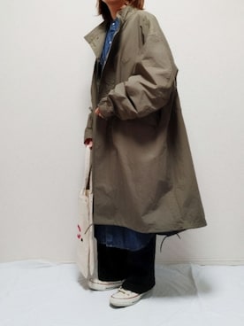 「シャツワンピ」｜「アイテム（モッズコート）」を使った、nonさん（レディース・159cm）の冬コーディネート