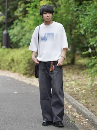 「ETELIO（エテリオ）のマルチファンクショナリーポンチドローコードTシャツ【接触冷感/抗ピリング/防シワ】（Tシャツ/カットソー）」を使った、こーせ︎︎︎︎︎︎︎︎さん（メンズ・169cm）の春コーディネート