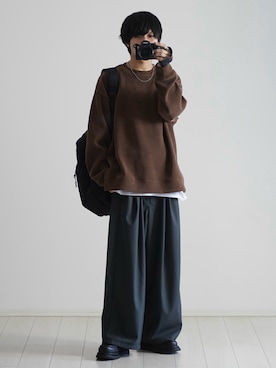 「アイテム（トップス、ブラウン系）」を使った、こーせ︎︎︎︎︎︎︎︎さん（メンズ・169cm）の秋コーディネート