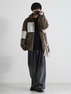 「ボア」｜「アイテム（その他アウター）」を使った、こーせ︎︎︎︎︎︎︎︎さん（メンズ・169cm）の秋コーディネート