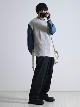 「ETELIO（エテリオ）の【2点セット】サージカルステンレスフープ　イヤーカフ　巾着付き（イヤーカフ）」を使った、こーせ︎︎︎︎︎︎︎︎さん（メンズ・169cm）の春コーディネート