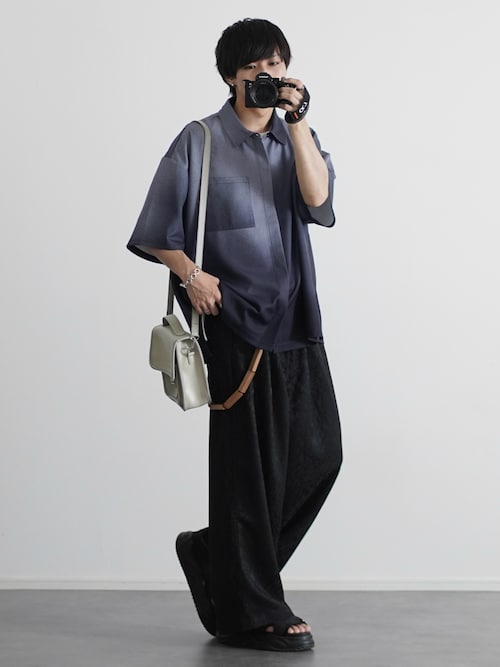 アソート総柄グラフィックプリントドレープ比翼シャツ（シャツ