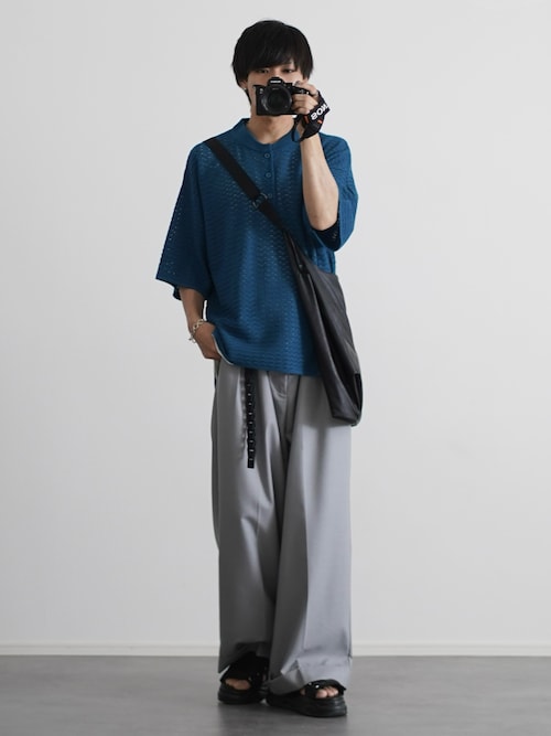 ロールアップ2タックワイドストレートスラックス（スラックス