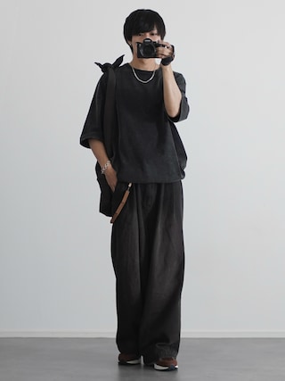 「ETELIO（エテリオ）のマルチファンクショナリードレープポンチTシャツ 【ドローコード付き】（Tシャツ/カットソー）」を使った、こーせ︎︎︎︎︎︎︎︎さん（メンズ・169cm）の夏コーディネート