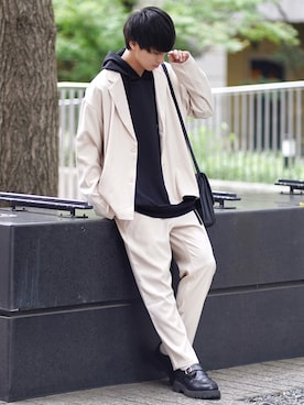 「ETELIO（エテリオ）のアイテム（テーラードジャケット）」を使った、こーせ︎︎︎︎︎︎︎︎さん（メンズ・169cm）の秋コーディネート