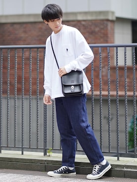 「U.S. POLO ASSN.（ユーエスポロアッスン）のU.S. POLO ASSN. /ユーエスポロアッスン 別注ワンポイント刺繍 ビッグシルエット長袖カットソー（Tシャツ/カットソー）」を使った、こーせ︎︎︎︎︎︎︎︎さん（メンズ・169cm）の夏コーディネート