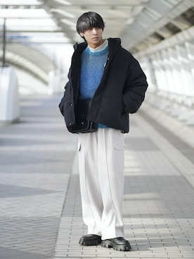 「アイテム（イヤーカフ）」を使った、こーせ︎︎︎︎︎︎︎︎さん（メンズ・169cm）の冬コーディネート