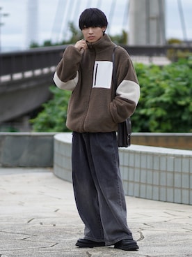 「ボア」｜「アイテム（その他アウター）」を使った、こーせ︎︎︎︎︎︎︎︎さん（メンズ・169cm）の冬コーディネート