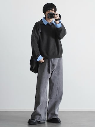 「ETELIO(エテリオ)のイージーケアレギュラーカラーブロードシャツ(シャツ/ブラウス)」を使った、こーせ︎︎︎︎︎︎︎︎さん(メンズ・169cm)の冬コーディネート