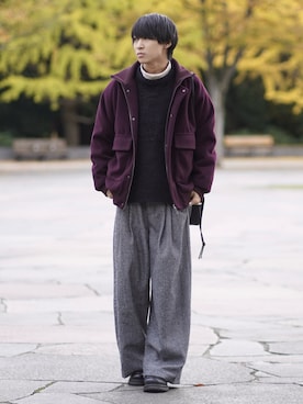 「アイテム（イヤーカフ）」を使った、こーせ︎︎︎︎︎︎︎︎さん（メンズ・169cm）の冬コーディネート