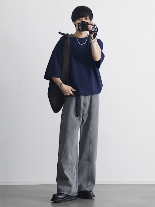 ヴィンテージ加工13ozセンターシームストレートデニムパンツ（デニム