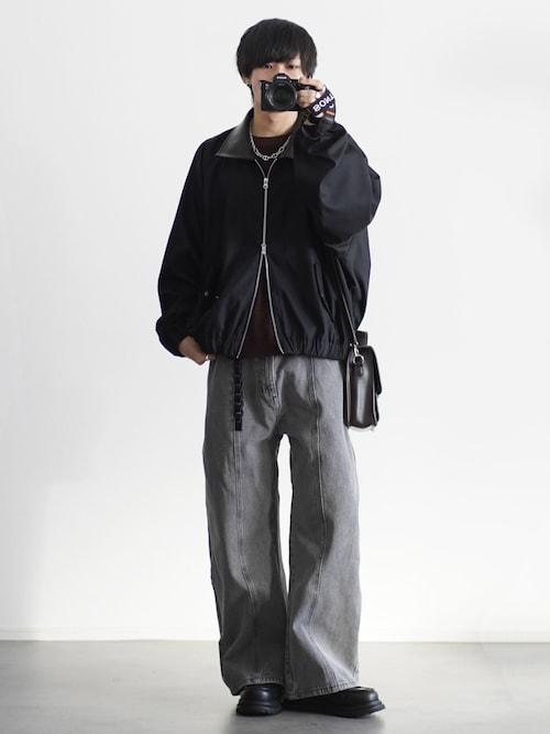 ヴィンテージ加工13ozセンターシームストレートデニムパンツ（デニム