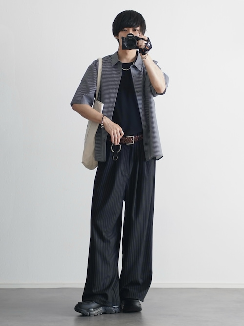 「ETELIO(エテリオ)のイージーケアレギュラーカラーブロード半袖シャツ(シャツ/ブラウス)」を使った、こーせ︎︎︎︎︎︎︎︎さん(メンズ・169cm)の春コーディネート