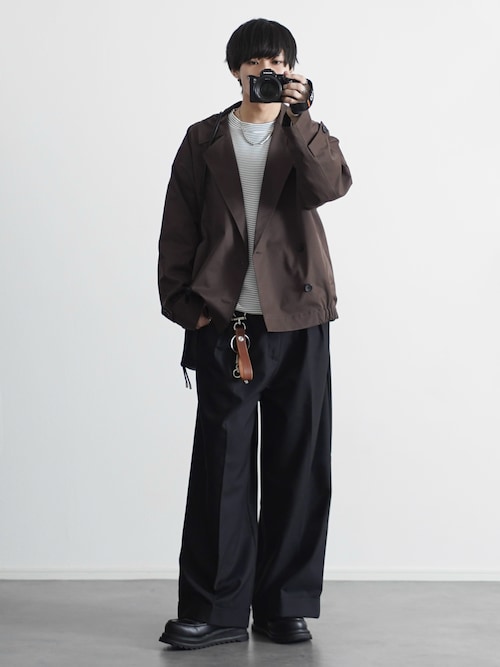 「ETELIO（エテリオ）の綿タッチスムースPコートダブルジャケット（テーラードジャケット）」を使った、こーせ︎︎︎︎︎︎︎︎さん（メンズ・169cm）の春コーディネート