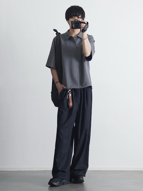 「ETELIO(エテリオ)の【防シワ/接触冷感】機能性半袖レギュラーカラーシャツ -セットアップ対応-(シャツ/ブラウス)」を使った、こーせ︎︎︎︎︎︎︎︎さん(メンズ・169cm)の夏コーディネート