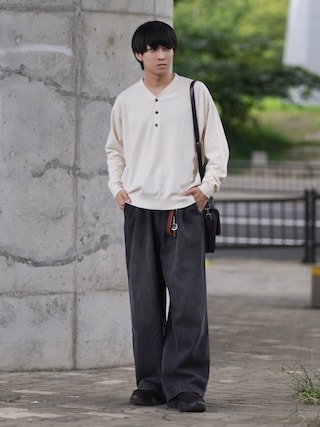 「ETELIO(エテリオ)の2タックワイドバギー12オンスデニムパンツ 【セットアップ可能】(デニムパンツ)」を使った、こーせ︎︎︎︎︎︎︎︎さん(メンズ・169cm)の秋コーディネート
