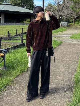 「ETELIO(エテリオ)のカットコーデュロイポロシャツ(ポロシャツ)」を使った、こーせ︎︎︎︎︎︎︎︎さん(メンズ・169cm)の秋コーディネート