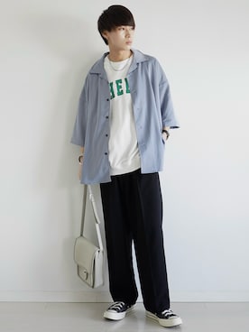 「ETELIO（エテリオ）の【2点セット】サージカルステンレスフープ　イヤーカフ　巾着付き（イヤーカフ）」を使った、こーせ︎︎︎︎︎︎︎︎さん（メンズ・169cm）の夏コーディネート