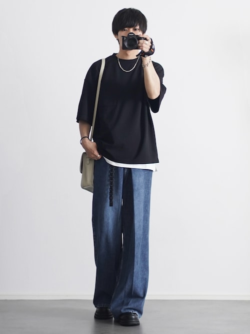 「ETELIO（エテリオ）の【26SS】【2点セット】接触冷感/抗菌防臭  梨地Tシャツ＆タンクトップアンサンブルセット（Tシャツ/カットソー）」を使った、こーせ︎︎︎︎︎︎︎︎さん（メンズ・169cm）の春コーディネート