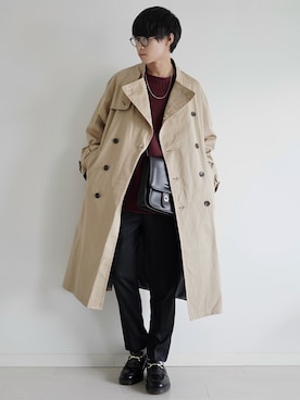 「CASPER JOHN（キャスパージョン）のアイテム（トレンチコート）」を使った、こーせ︎︎︎︎︎︎︎︎さん（メンズ・169cm）の春コーディネート