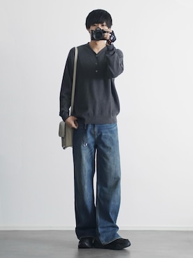 「アイテム（ニット/セーター）」を使った、こーせ︎︎︎︎︎︎︎︎さん（メンズ・169cm）の秋コーディネート