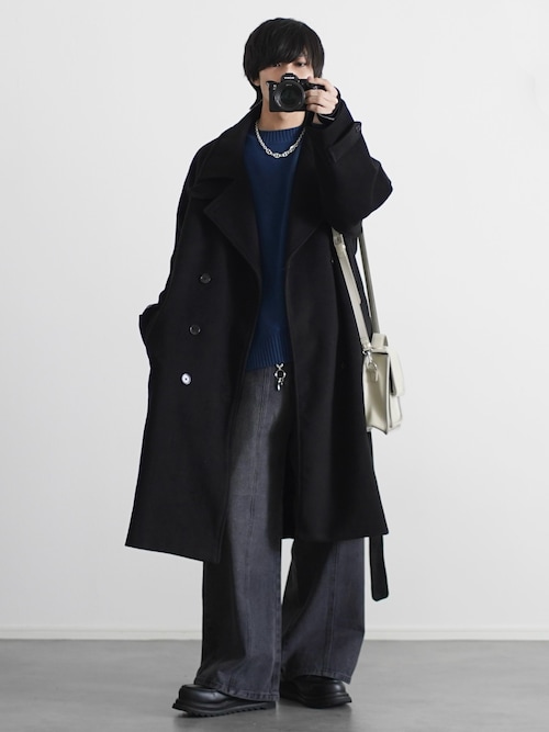 ウール混メルトンダブルチェスターコート（チェスターコート