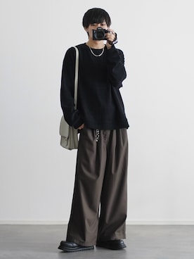 「スラックス」｜「アイテム（パンツ）」を使った、こーせ︎︎︎︎︎︎︎︎さん（メンズ・169cm）の秋コーディネート