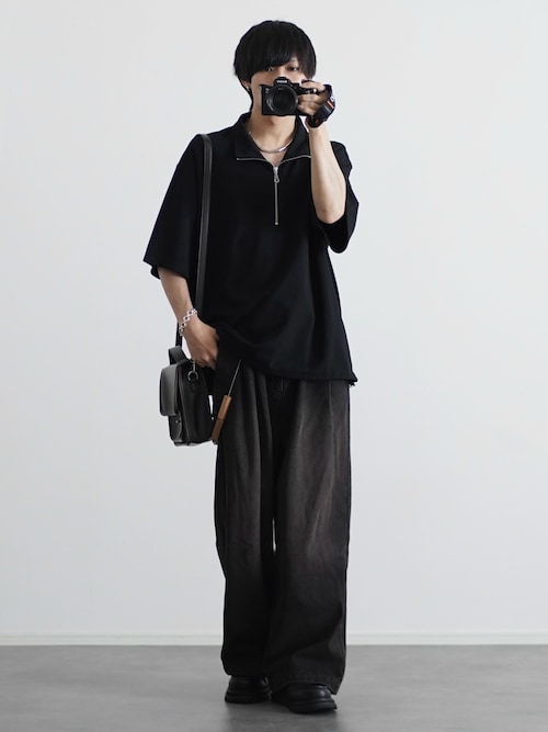 モカシン・デッキシューズ 黒と毛皮のコンビネーション　サイズ42 ダブルソールシャークコンビネーションモカシンシューズ