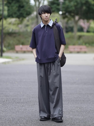 「ETELIO（エテリオ）の襟切替コンパクトポロシャツ 【接触冷感/イージーケア】（ポロシャツ）」を使った、こーせ︎︎︎︎︎︎︎︎さん（メンズ・169cm）の春コーディネート