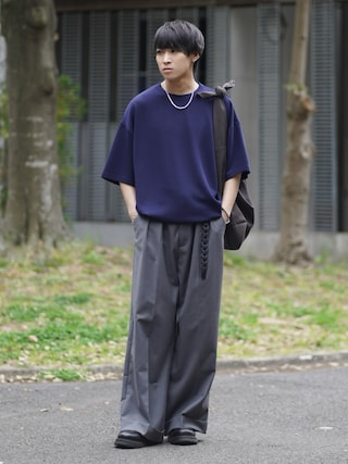 「ETELIO(エテリオ)のマルチファンクショナリーポンチドローコードTシャツ【接触冷感/抗ピリング/防シワ】(Tシャツ/カットソー)」を使った、こーせ︎︎︎︎︎︎︎︎さん(メンズ・169cm)の夏コーディネート