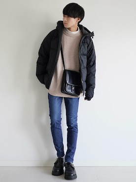 「アイテム（ダウンジャケット/コート）」を使った、こーせ︎︎︎︎︎︎︎︎さん（メンズ・169cm）の冬コーディネート